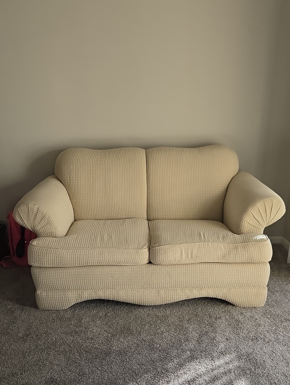 Beige Ribbed Two-Seat Loveseat Cover - Neutral Slipcover